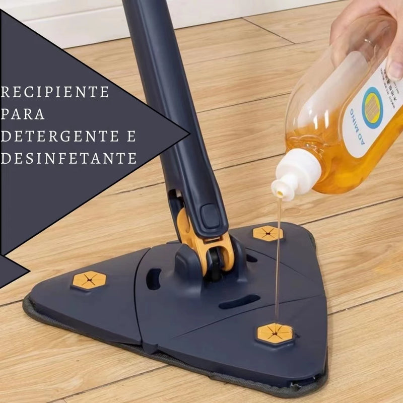 Esfregao Branco ou Azul Aleatório com 4 pano Triangulo Mop De Limpeza AjustavelGiratoria 360°