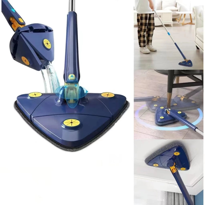 Esfregao Branco ou Azul Aleatório com 4 pano Triangulo Mop De Limpeza AjustavelGiratoria 360°