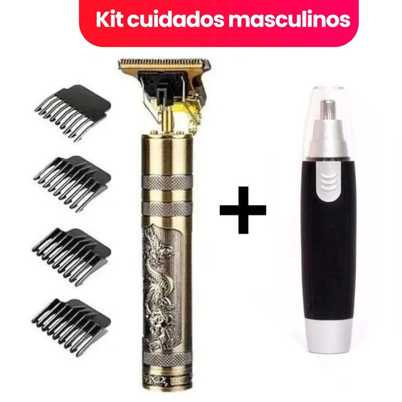 Kit cuidados masculinos - Barbeador e aparador de pelos Maquina cortar cabelo ( Novo Material )