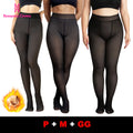 Meia-Calça Térmica Forrada Peluciada Translúcida De Lã Quente Feminina Para Inverno P/M/GG