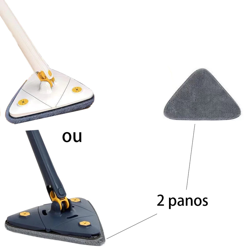 Esfregao Branco ou Azul Aleatório com 4 pano Triangulo Mop De Limpeza AjustavelGiratoria 360°