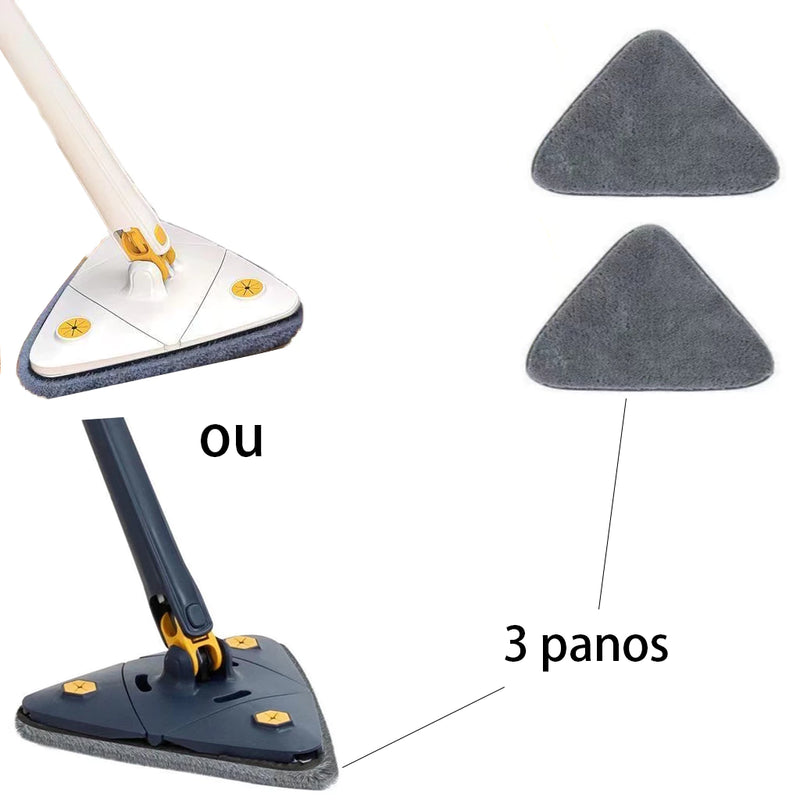 Esfregao Branco ou Azul Aleatório com 4 pano Triangulo Mop De Limpeza AjustavelGiratoria 360°