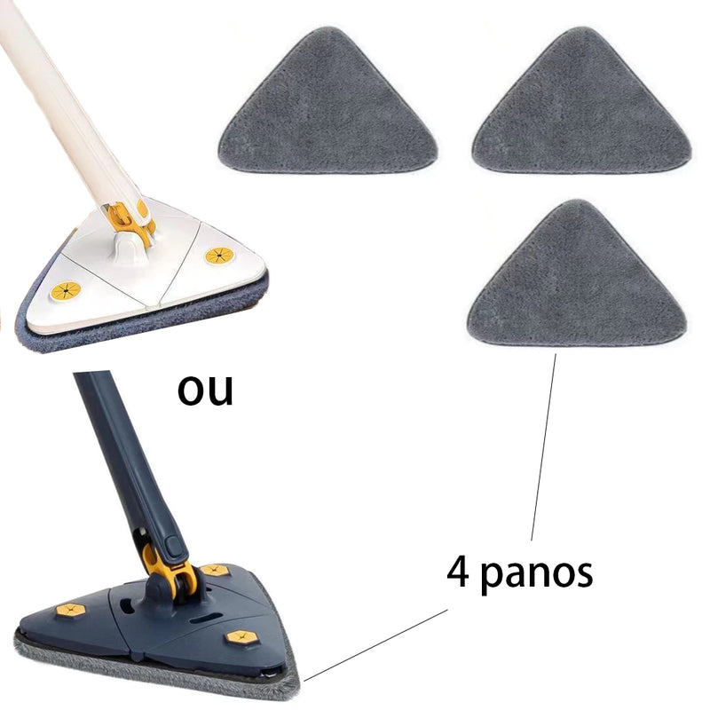 Esfregao Branco ou Azul Aleatório com 4 pano Triangulo Mop De Limpeza AjustavelGiratoria 360°