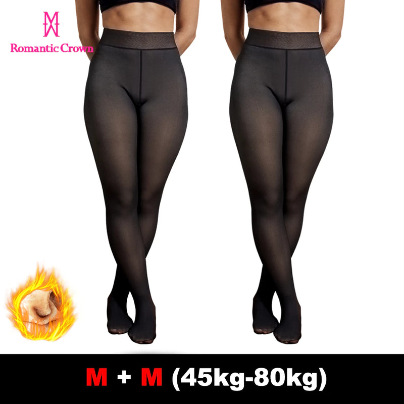 Meia-Calça Térmica Forrada Peluciada Translúcida De Lã Quente Feminina Para Inverno P/M/GG