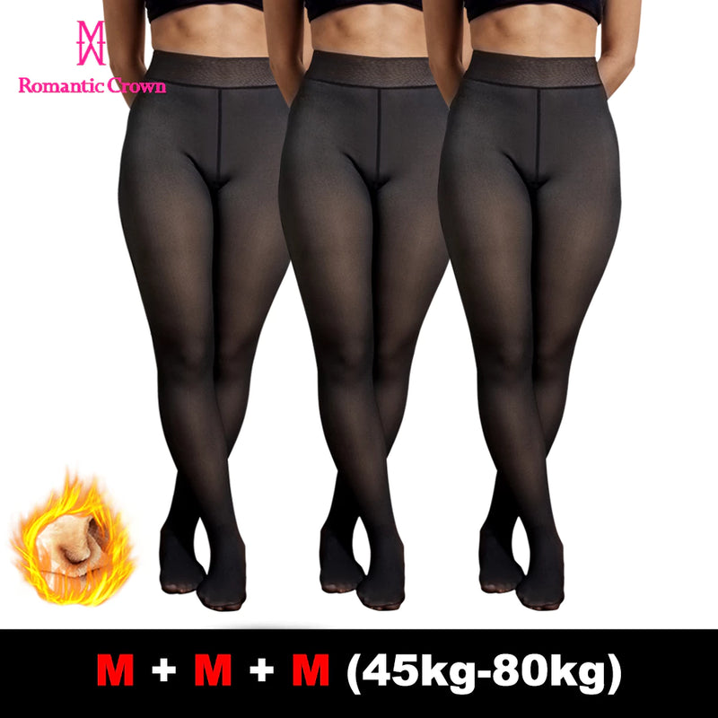 Meia-Calça Térmica Forrada Peluciada Translúcida De Lã Quente Feminina Para Inverno P/M/GG