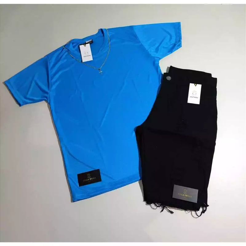 CONJUNTO MASCULINO REFLETIVO (CAMISA+BERMUDA) CAMISA DRI-FIT/BERMUDA JEANS