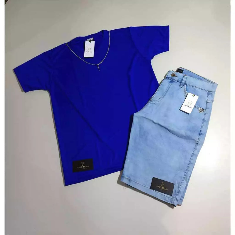 CONJUNTO MASCULINO REFLETIVO (CAMISA+BERMUDA) CAMISA DRI-FIT/BERMUDA JEANS