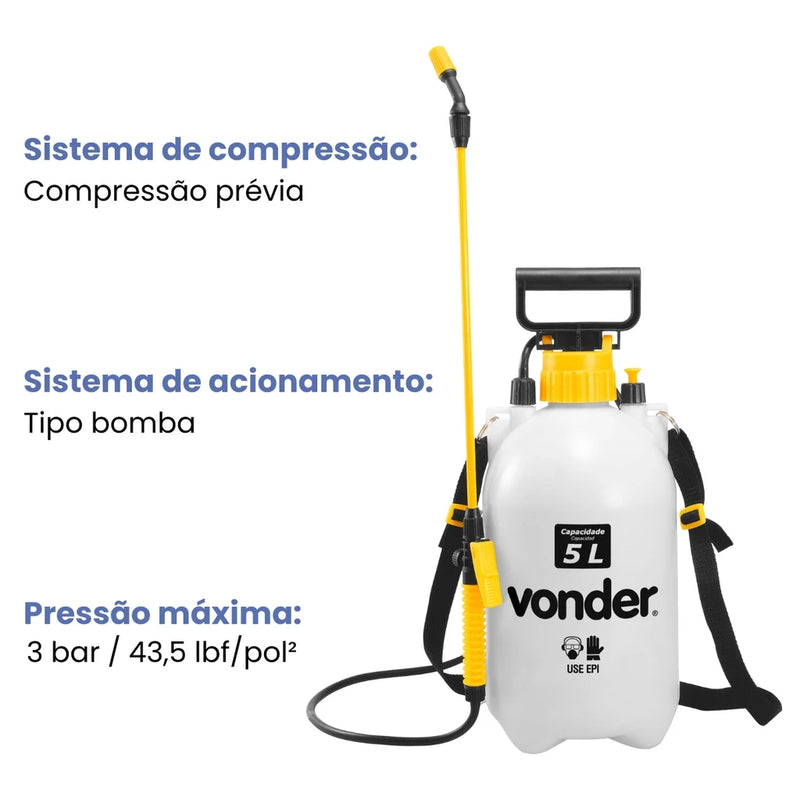 Pulverizador Plástico Agrícola Lateral Manual 5Litros Vonder