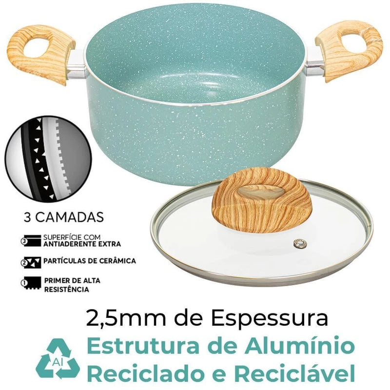 Conjunto de Panelas de Indução Com Panela de Pressão CeramicLife Botanika 6 Peças - Brinox 4815/102 4952/108