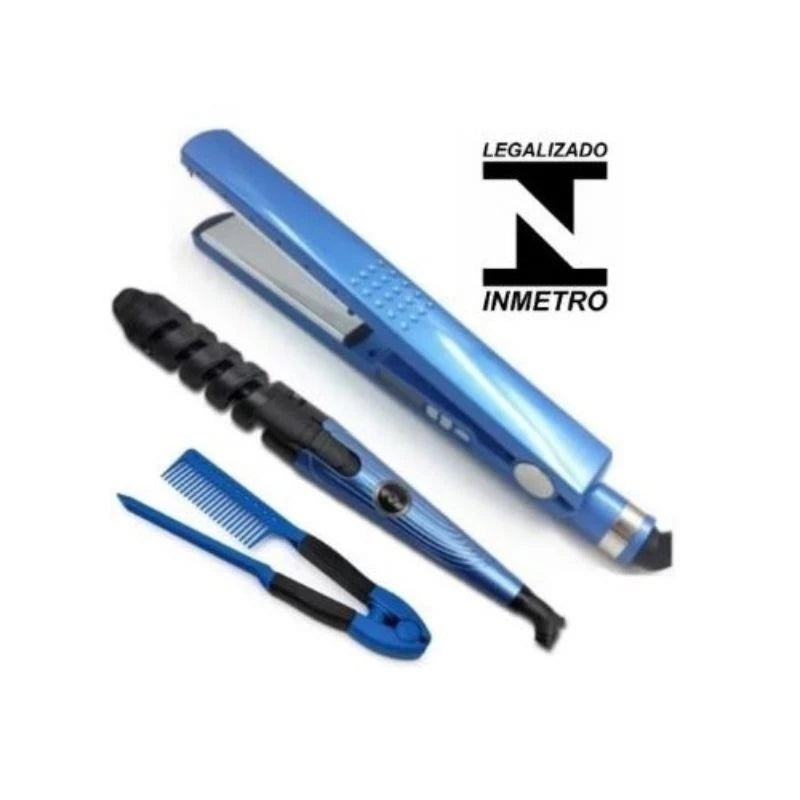 Kit 3 em 1- Prancha Chapinha Íon Titânio Iônica Profissional 450f Prancha de Cabelo 110/220v ( Novo Materia)